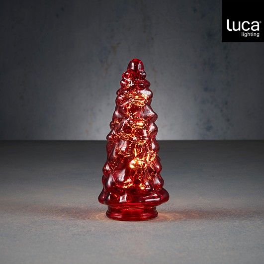 Tree Red 10 Led Battery Operated With Timer - H21.5x9.5cm