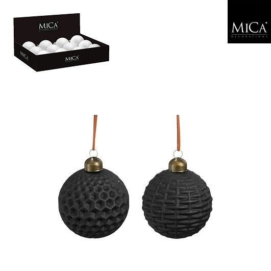 Xmas Ball Glass Black 2 Assorted - 8cm