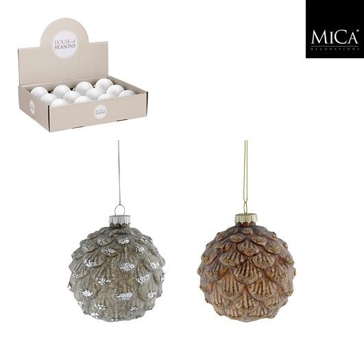 Xmas Ball Glass Silver - 8cm