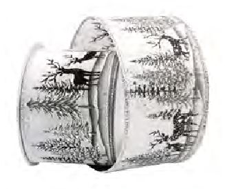 Wired Ribbon 2.5x10 yards - White Black White Reindeers Trees