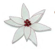 Poinsettia White - Glitter Red White Edge Clip 12"