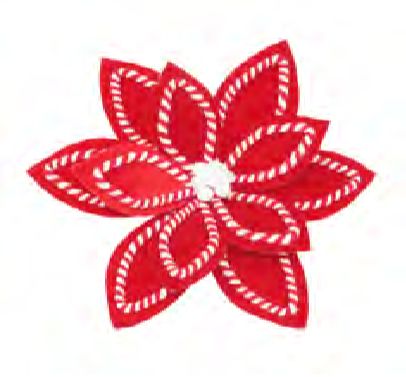 Poinsettia - Candy Cane Red White Velvet Glitter 13&quot;