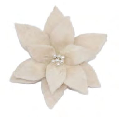 Poinsettia Champagne - Faux Fur Pearl Beads 11"