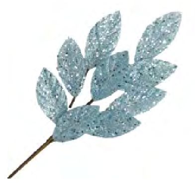 Spray - Magnolia Leaf Sheer Ice Blue Silver Glitter 24"