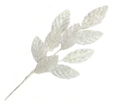 Spray - Magnolia Leaf Sheer White Silver Glitter 24"