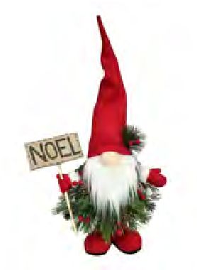 Gnome Standing Holding Noel Stake Red/Multicolor 19.5"