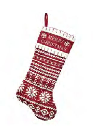 Stocking - Red White Nordic Knitted 20&quot;