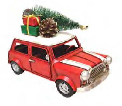 Vintage Metal Car 8" Tree On Top