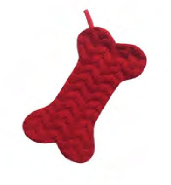 Stocking - Red Cable Knit Dog Bone 14"