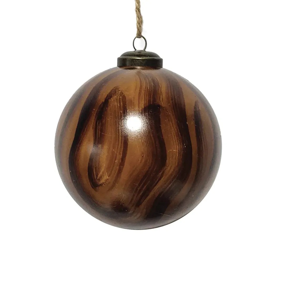 Xmas Ball Brushed Tree-Bark Brown 10cm