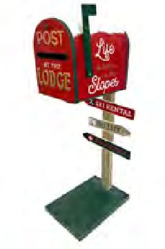 Metal Mailbox Stand Ski Lodge 35.5"