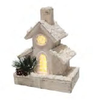 Wooden House 9.5" with Battery Operated LED Lights