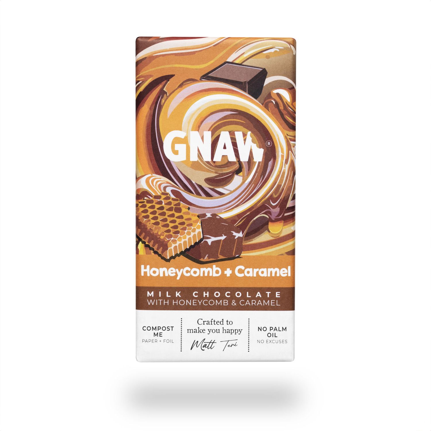 Gnaw - Honeycomb and Caramel Milk Chocolate Bar - 80g