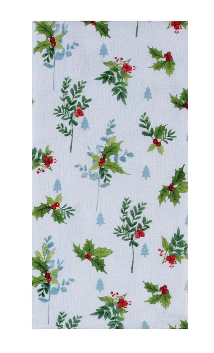Xmas Holly Toss Terry Towel