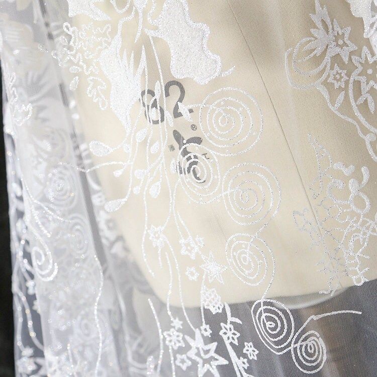 Ball Fabric Lace 4" Ivory Glitter