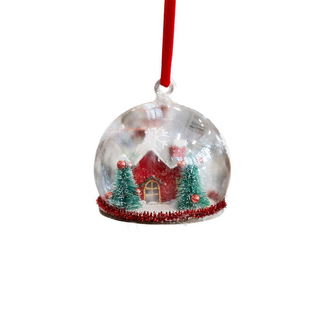 Xmas Ornament Glass Ball 3.5&quot; Workshop Inside