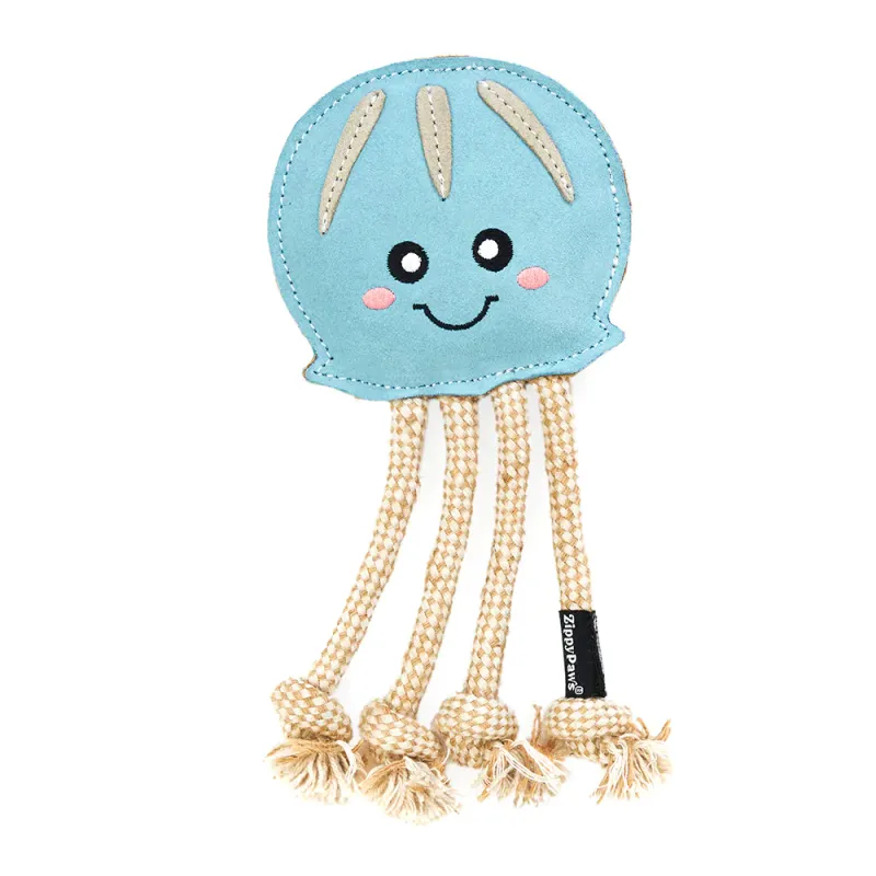 ZippyPaws ecoZippy Suede and Rope Buddies Jellyfish