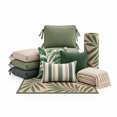 Outdoor Cushions, Pillows, Rugs, and Throws