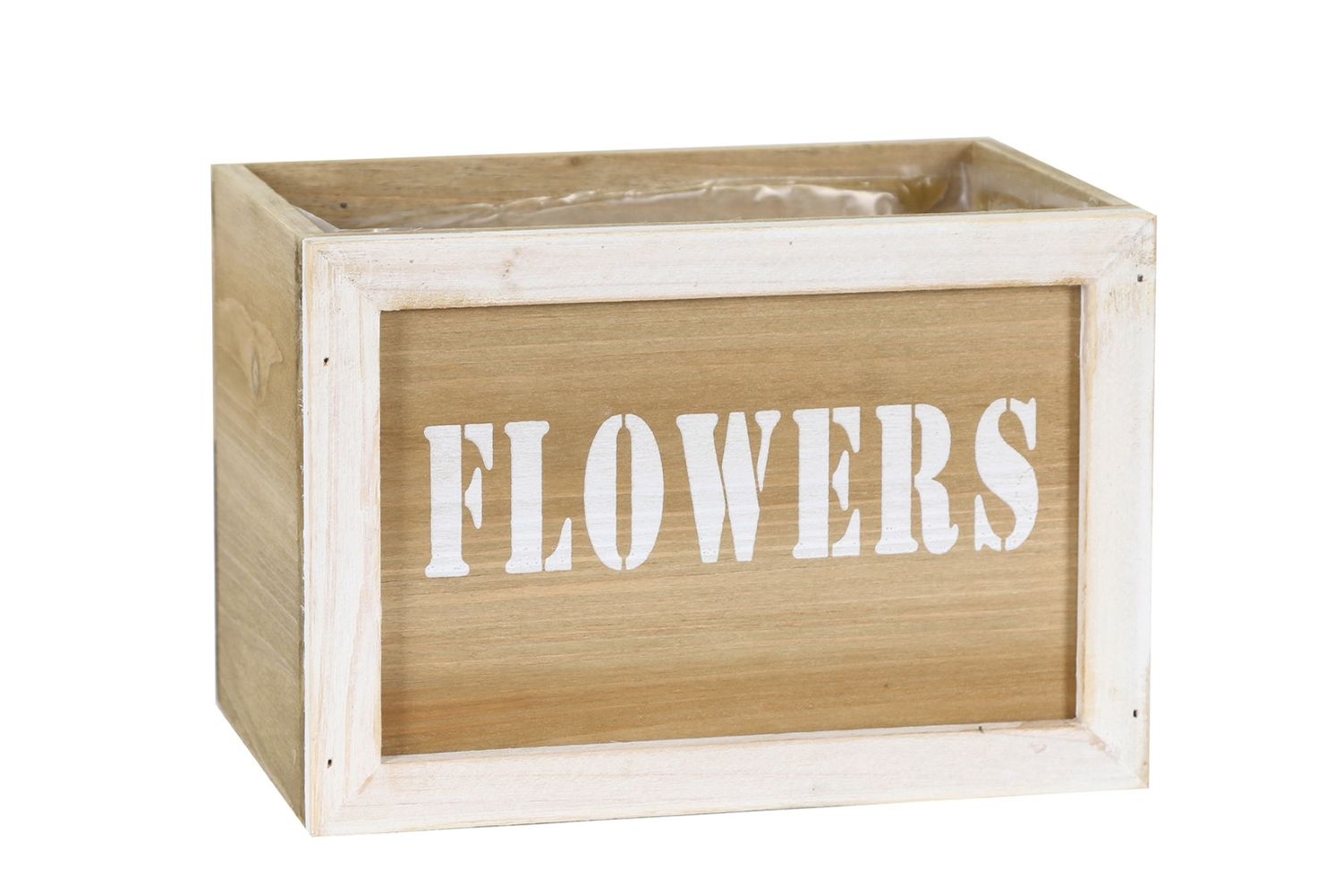 Planter Wood - Descriptive Box, Color: Natural, Variety: Flowers