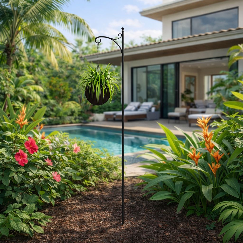 50" Patio Shepherd Hook - Black