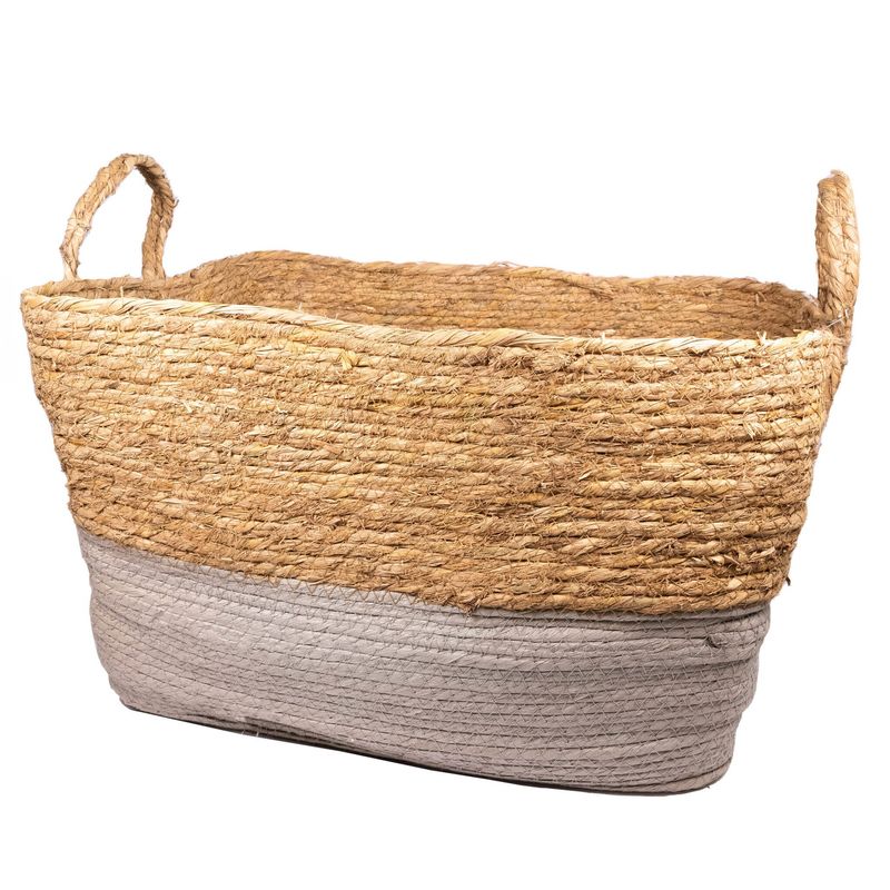 Basket Wide Blue Strip Small 35x22x20