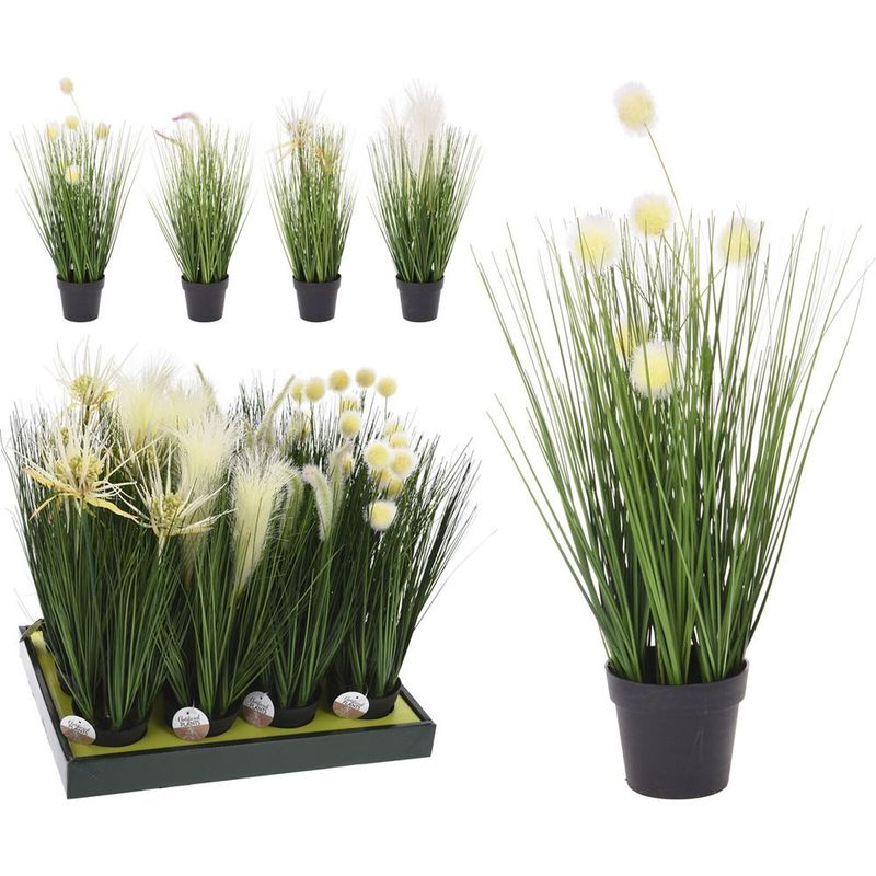 Artificial Grass in Pot 46cm - 4 Assorted
