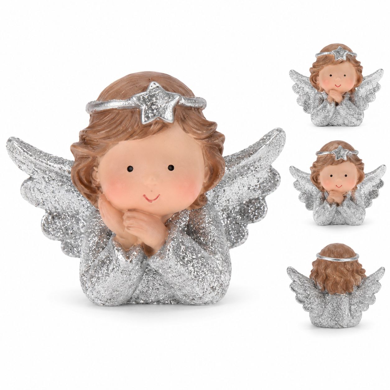 Angel Girl Head Silver 6cm