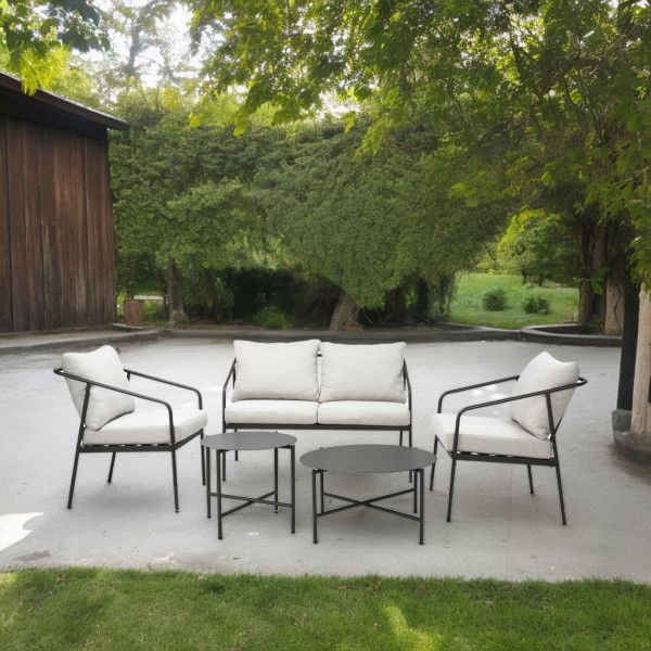 Patio Furniture Steel Ivory Set of 5