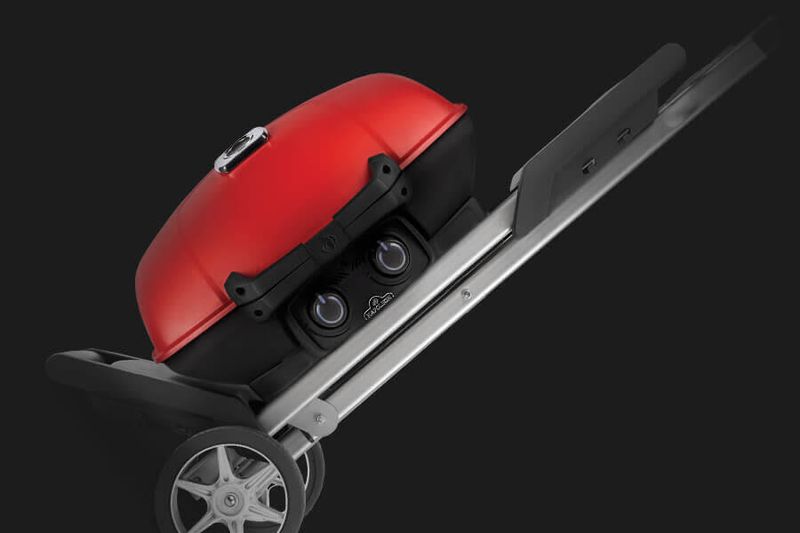 Napoleon - TravelQ™ 285X Portable Propane Gas Grill and Scissor Cart with Griddle - Red