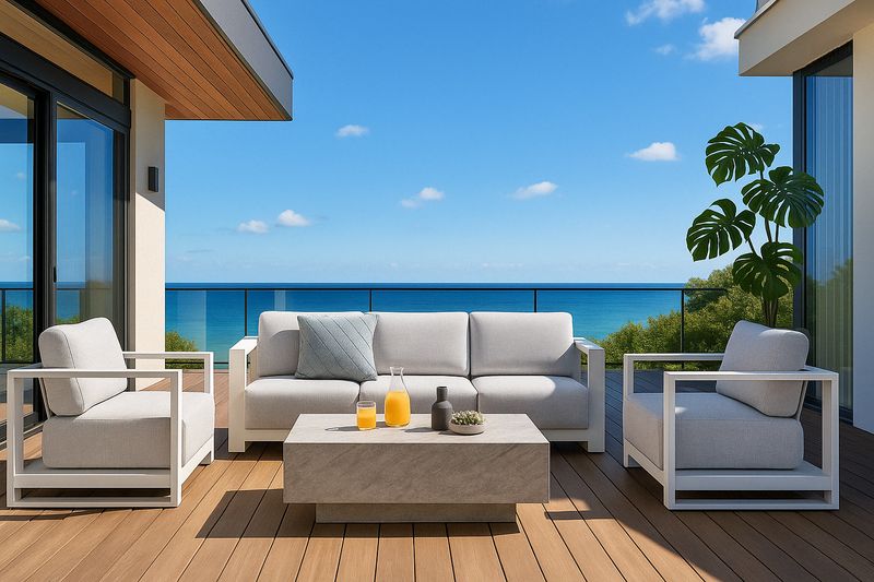 Acadia Lounge Set with Cushions - White