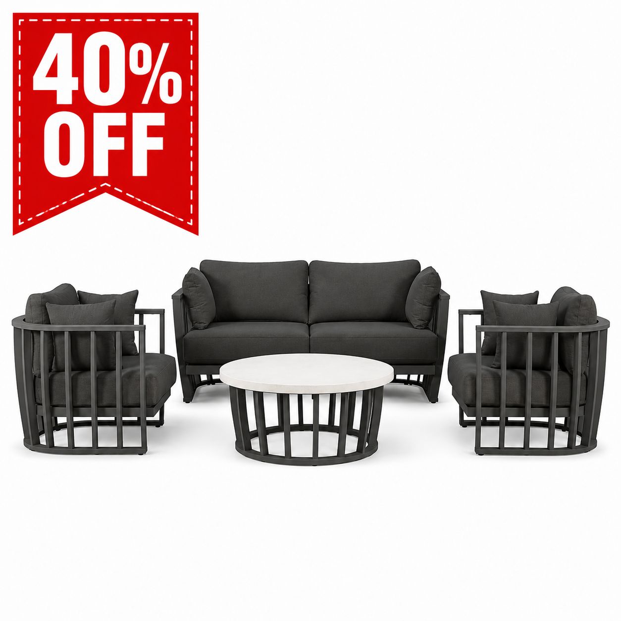Karolina Aluminum 4PC Conversation Set - Black