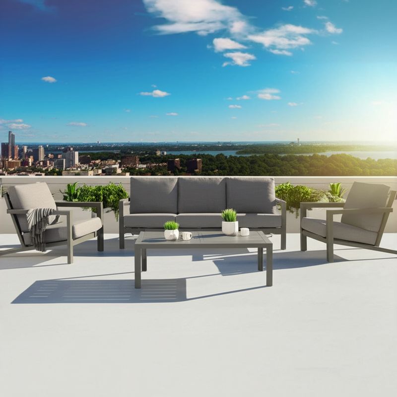 Matzo Triple Lounge Set with Cushions - Grey