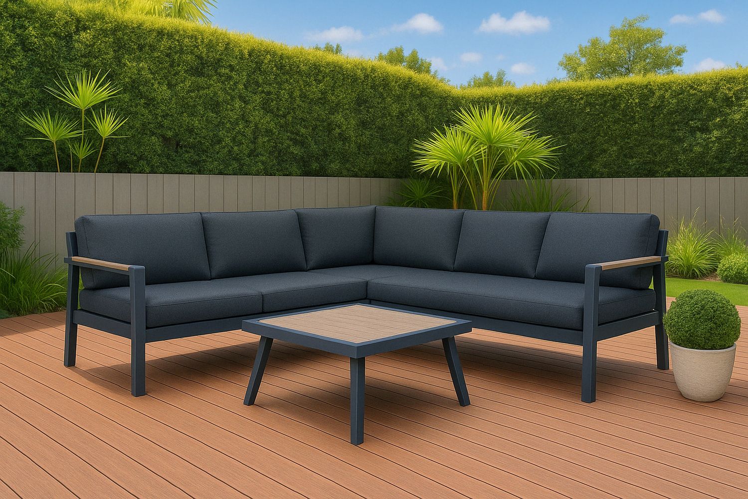 Arletter Sectional Lounge Set with Cushions - Grey