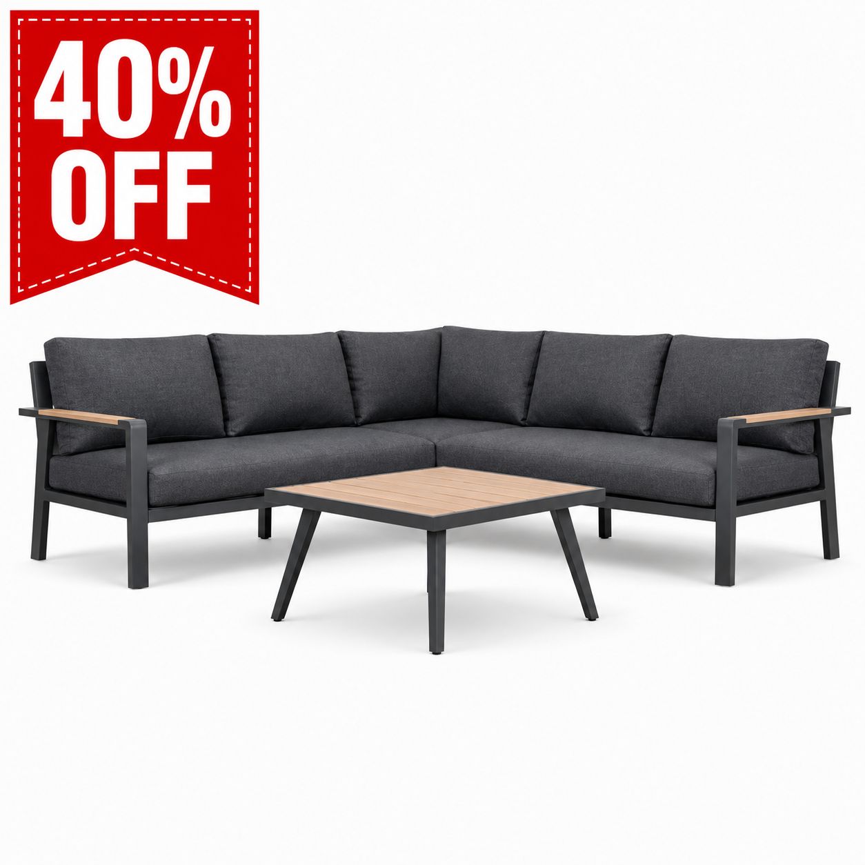 Arletter Sectional Lounge Set with Cushions - Grey