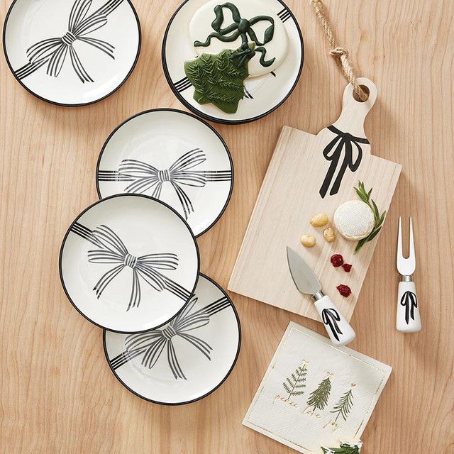Appetizer Plates - Black Bow Set of 4