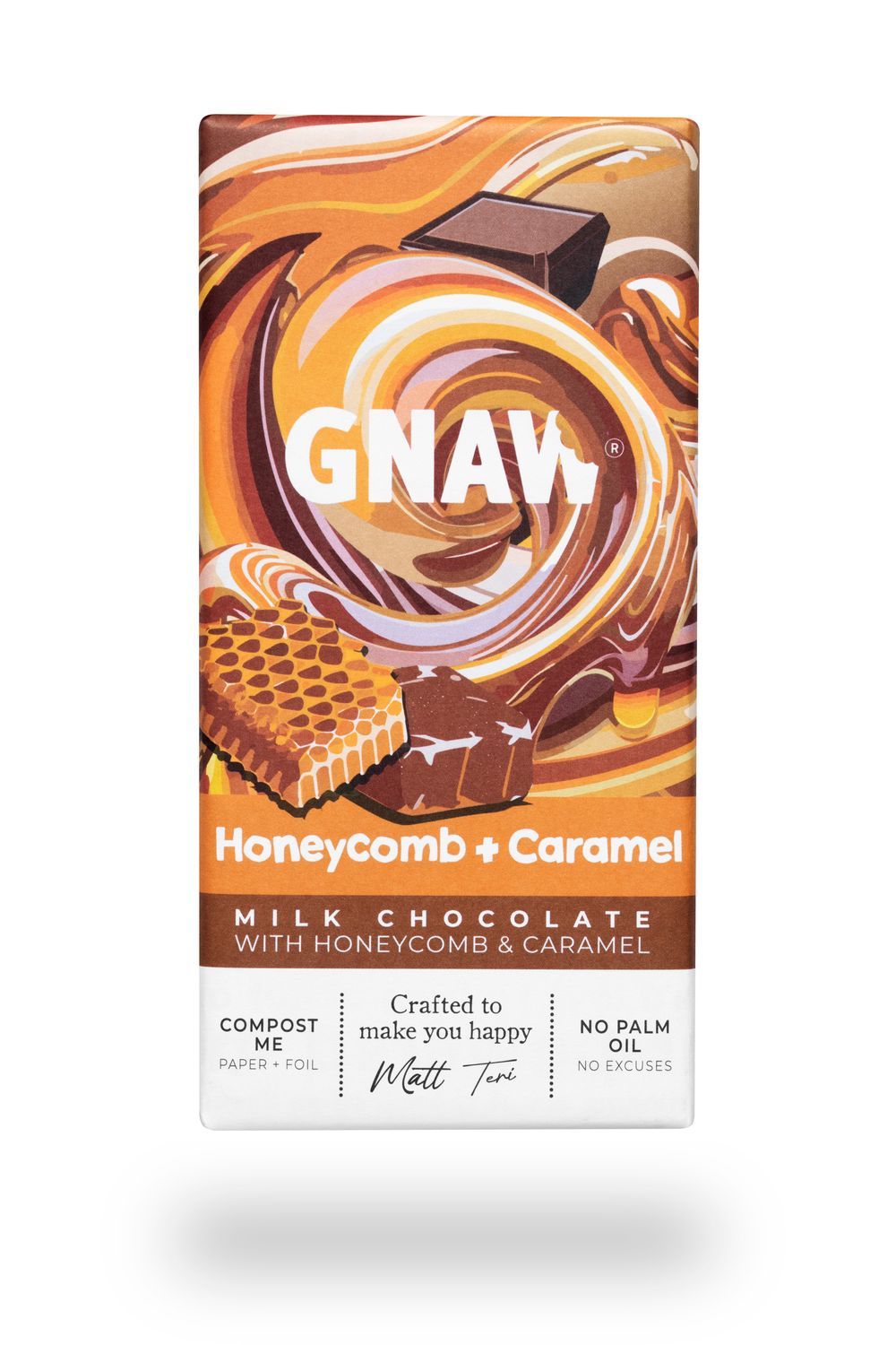 Gnaw - Honeycomb and Caramel Milk Chocolate Bar - 80g