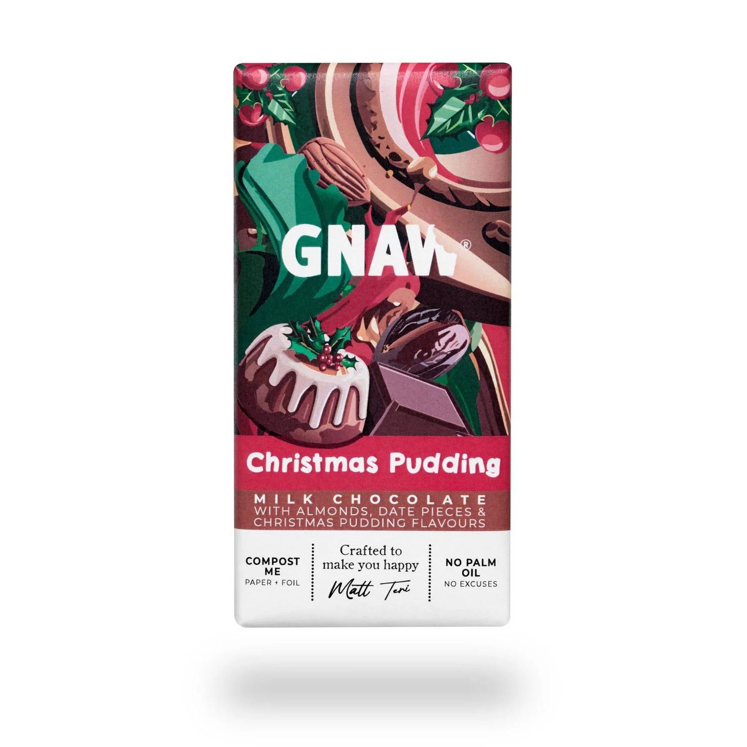 Gnaw - Christmas Pudding Milk Chocolate Bar - 80g