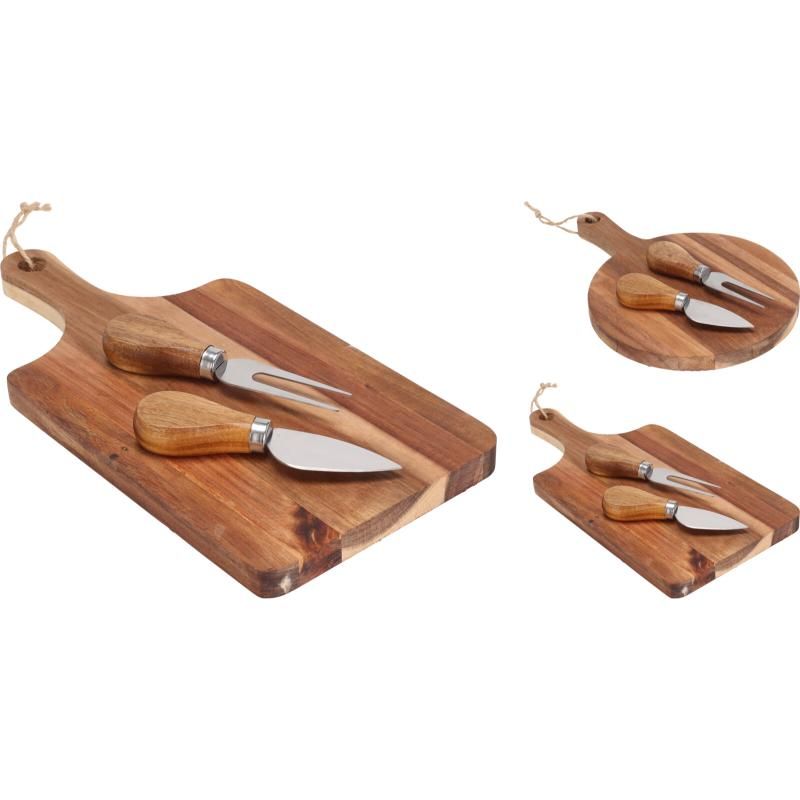 Cutting Board with 2 Cheese Knives
