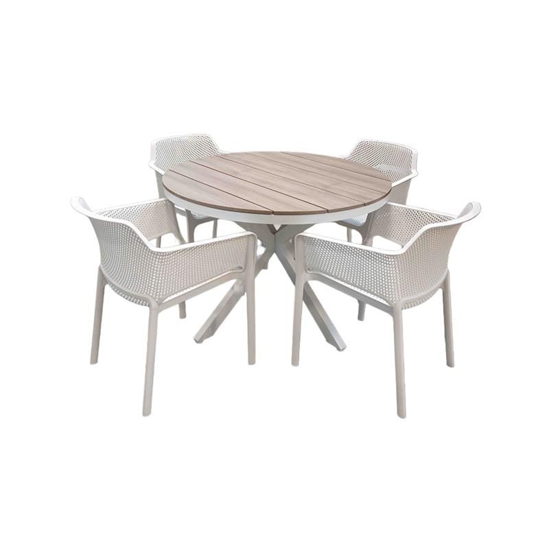 Martic Bailey Round Dining Set White - 4 Chairs 1 Table