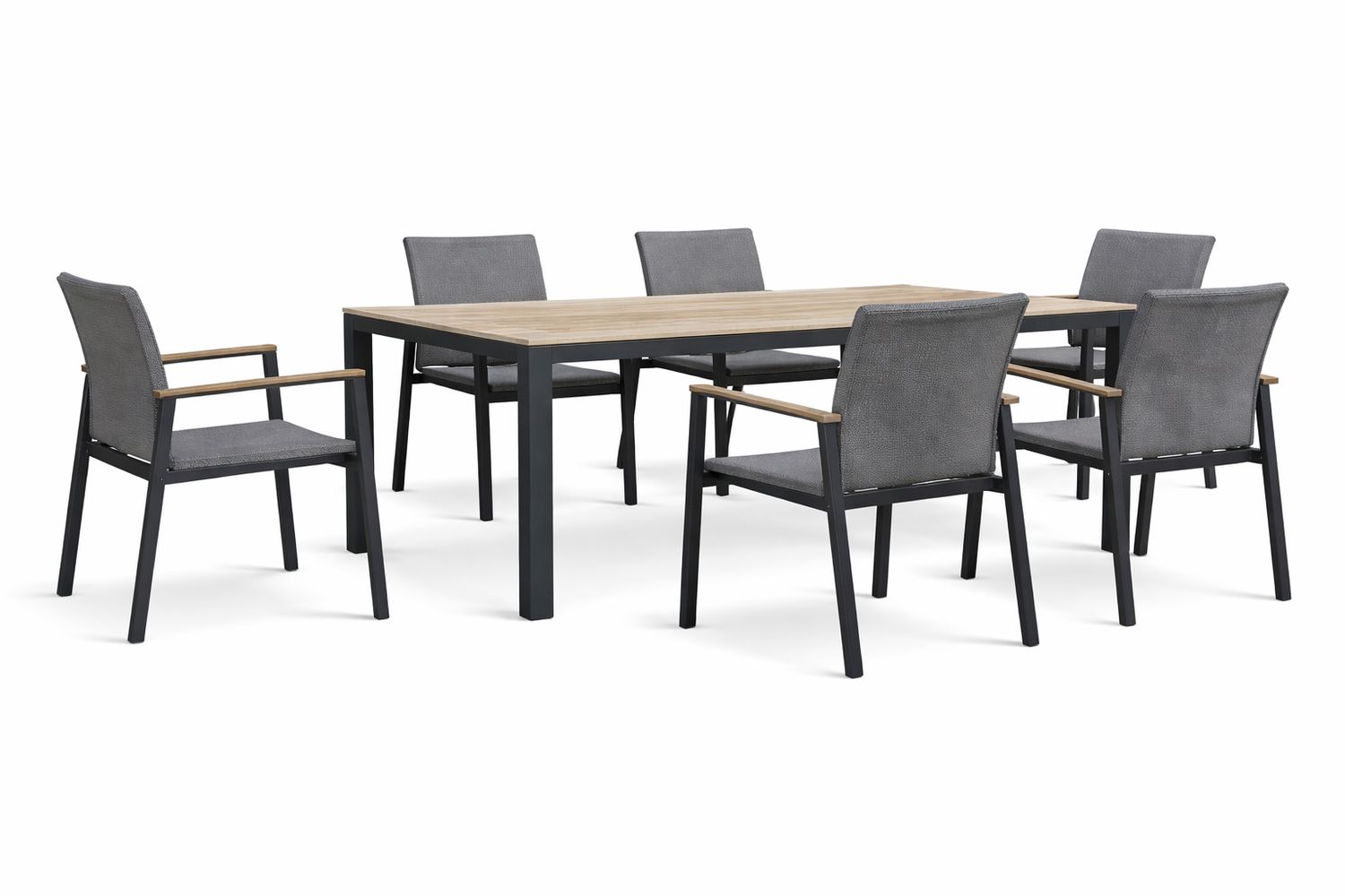 Isola Aluminum Dining Set - 6 Chairs 1 Table