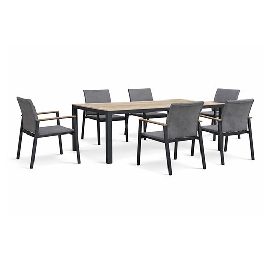 Isola Aluminum Dining Set - 6 Chairs 1 Table