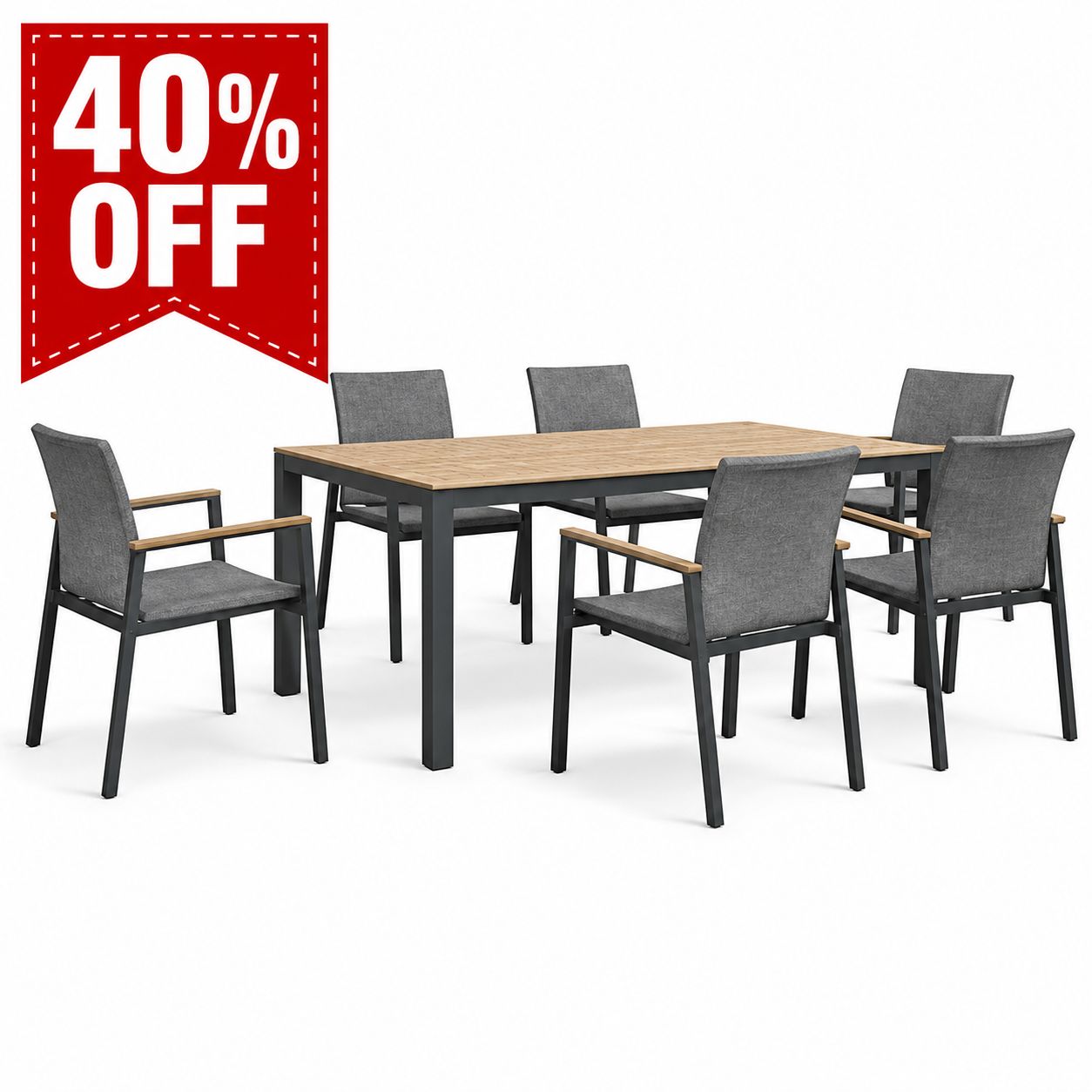 Isola Aluminum Dining Set - 6 Chairs 1 Table