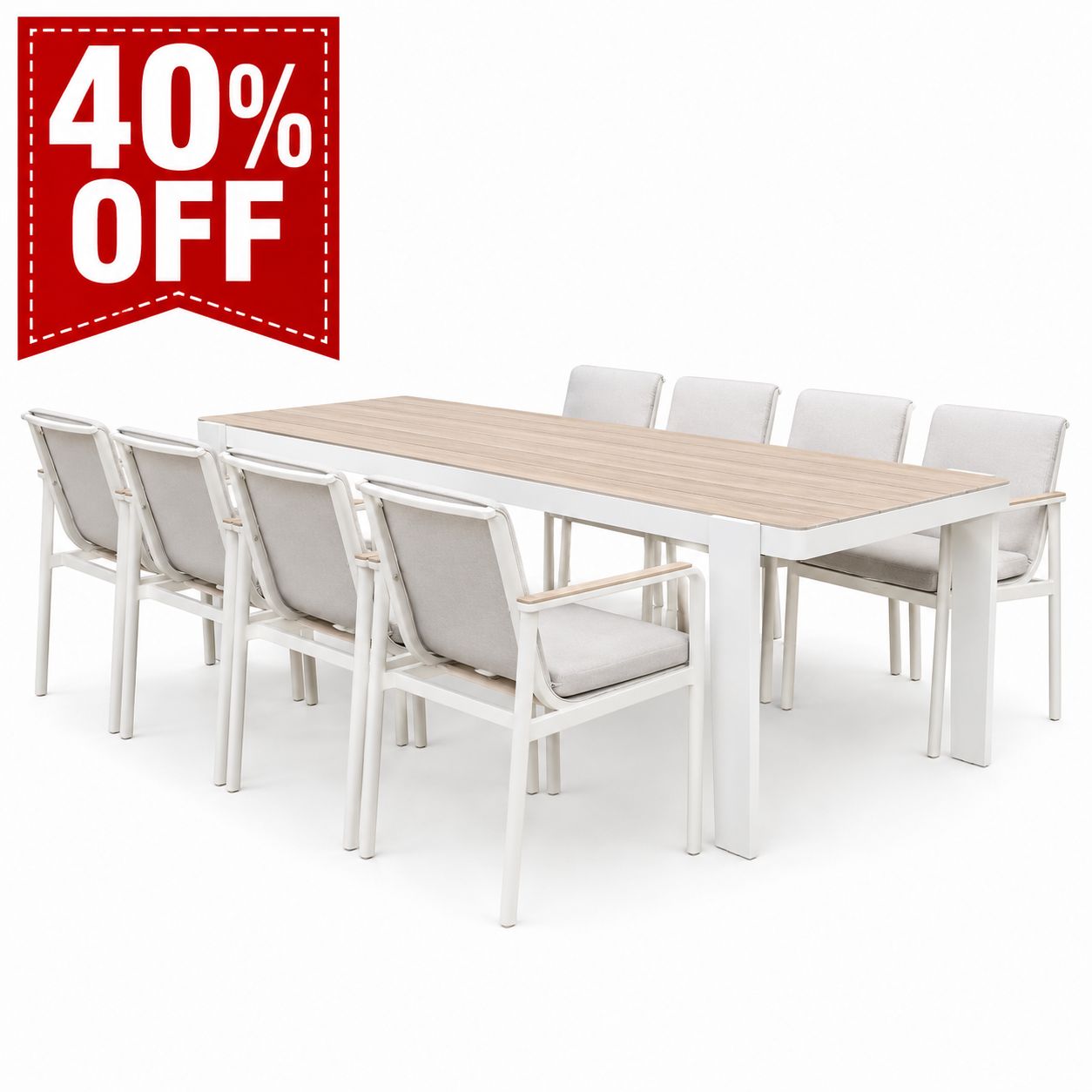 Cayman Aluminum Dining Set - 8 Chairs 1 Table