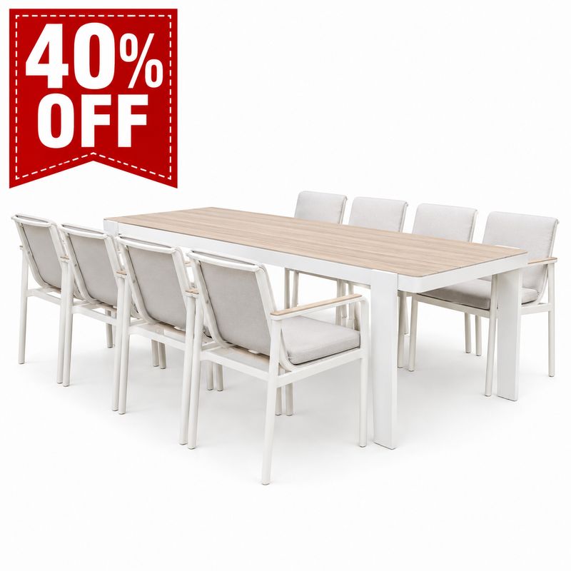 Cayman Aluminum Dining Set - 8 Chairs 1 Table