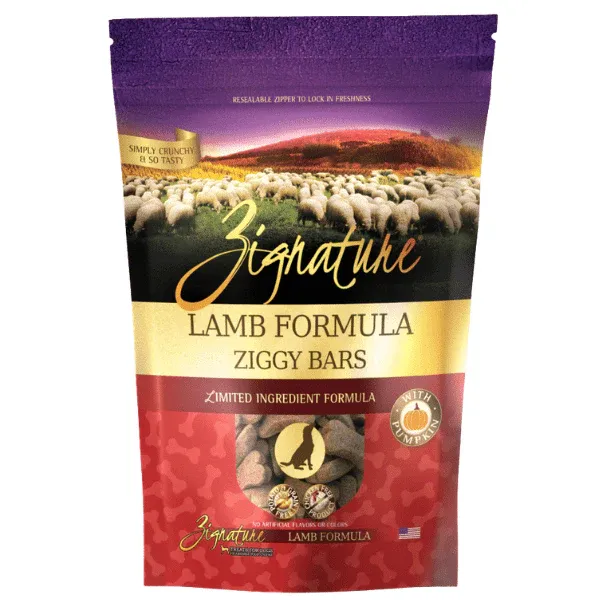 Zignature Dog Ziggy Bars LID Lamb &amp; Pumpkin Treats 12oz