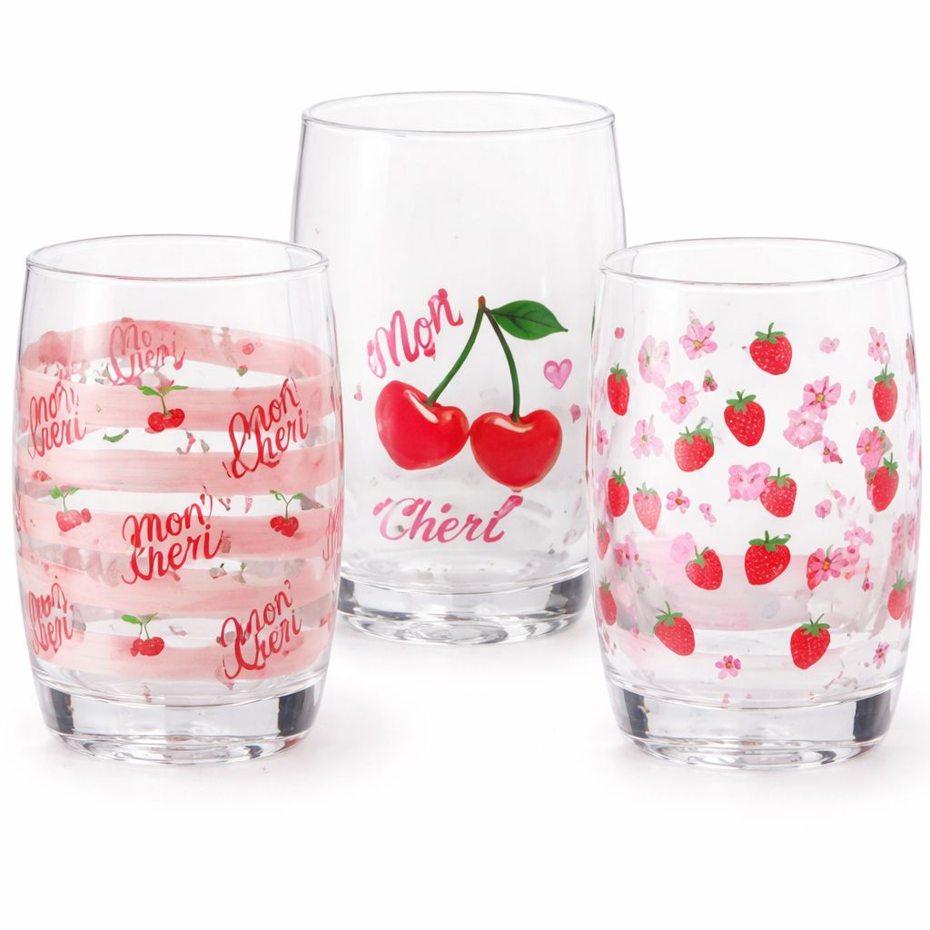 Drinking Glass Set of 3 Cherry