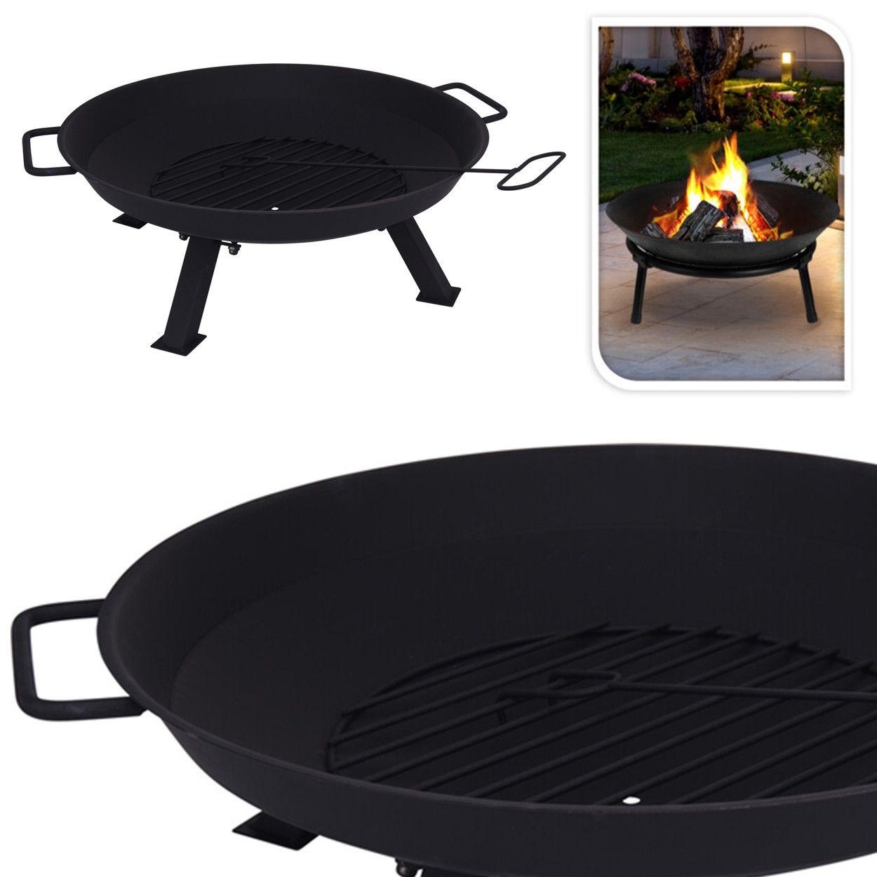 Fire Bowl On 4 Legs Dia 56cm