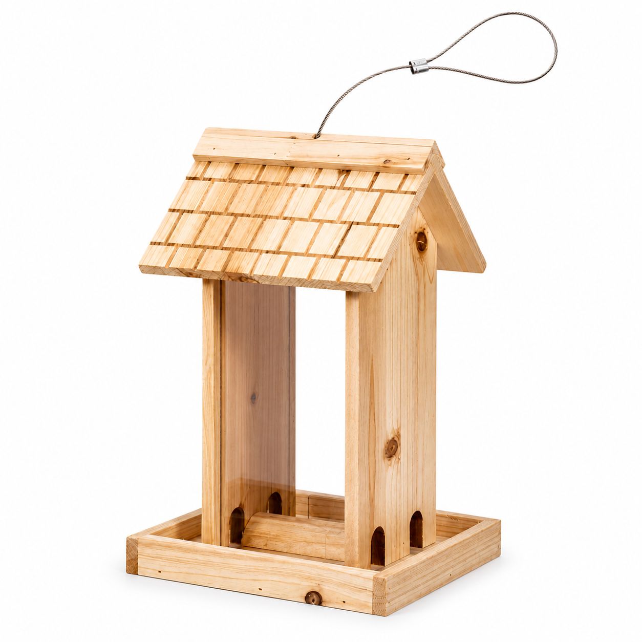 Bird Feeder Wood 17X17X38cm
