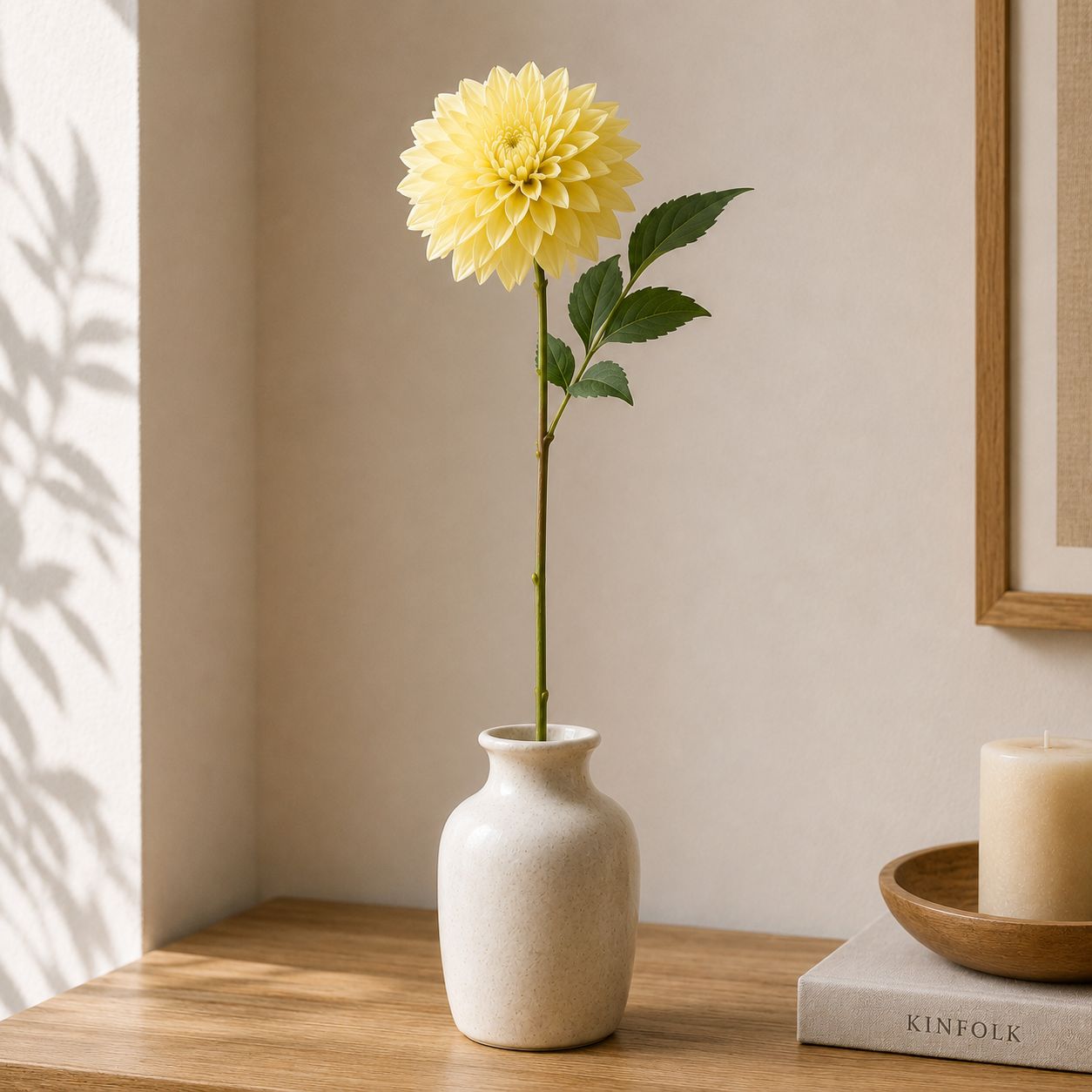 Artificial Dahlia on Stem Spray 67cm Yellow