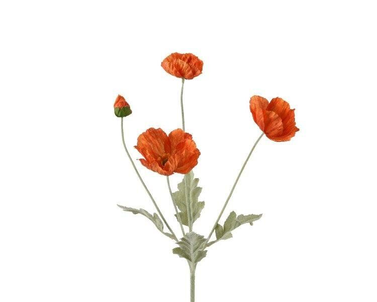 Artificial Poppy on Stem Spray 63cm Orange Artificial Poppy on Stem Spray 63cm Orange